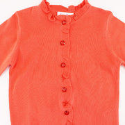 Rachel Riley Girls Peach Cotton Knit Frill Trim Cardigan