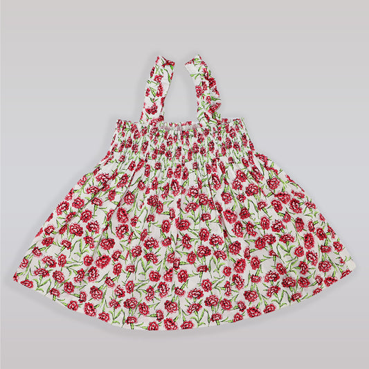 Rachel Riley Girls Carnation Print Cotton Pyjama Set in Rose