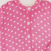 Rachel Riley Girls Pink Polka Dot Knit Button Cardigan