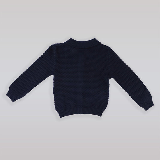 Rachel Riley Boys Classic Navy Moss Stitch Knit Cardigan