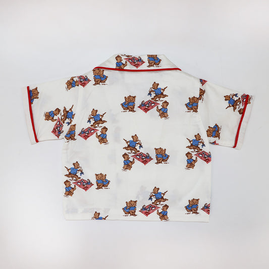 Rachel Riley Baby Teddy Bear Print Cotton Two-Piece Outfit Set