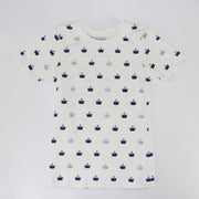 Rachel Riley Crown Print Jersey Pyjamas Ivory and Navy Set