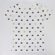 Rachel Riley Crown Print Jersey Pyjamas Ivory and Navy Set