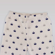 Rachel Riley Crown Print Jersey Pyjamas Ivory and Navy Set