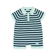 Kissy Kissy Baby Blue Beluga Stripe Pima Cotton Play Suit