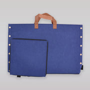 Sne Design Navy Blue Felt Storage Basket With Leather Handles