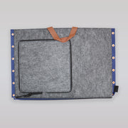 Sne Design Navy Blue Felt Storage Basket With Leather Handles