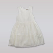 Hucklebones Girls White Organza Stripe Bodice Special Occasion Dress