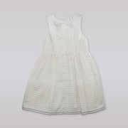 Hucklebones Girls White Organza Stripe Bodice Special Occasion Dress