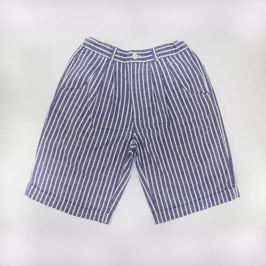 Rachel Riley Boys Striped Tailored Shorts Blue and Ivory