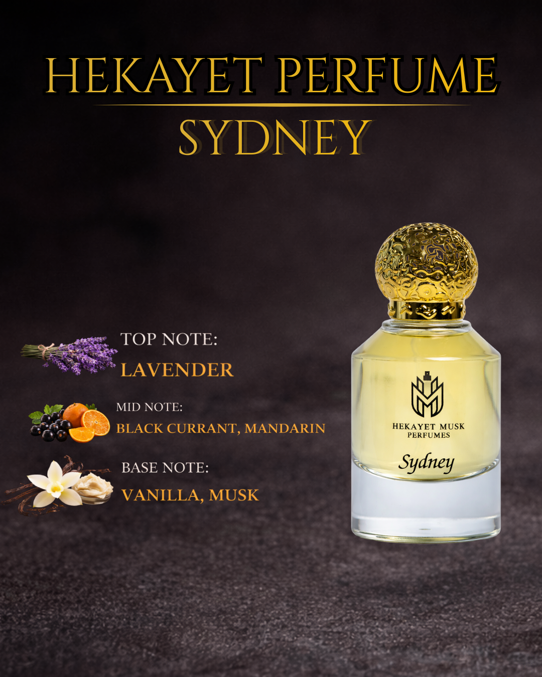 Hekayet Sydney Eau de Parfum 100ml – Lavender Black Currant Mandarin Vanilla Musk Perfume | Long Lasting Luxury Fragrance