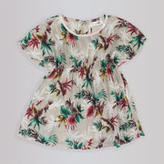 Troi Zenfants Toddler Girls Jade Green Palm Leaf Print Dress