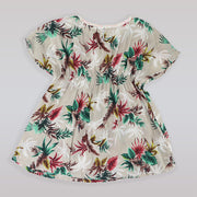 Troi Zenfants Toddler Girls Jade Green Palm Leaf Print Dress