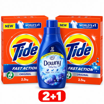 Tide Blue Detergent 2.5kg × 2 + Downy Concentrate 400ml