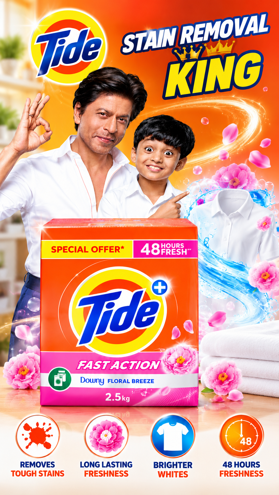 Tide Fast Action Downy Floral Breeze Detergent Powder – 2.5kg