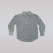 Unruly Blue Boys Classic Green Check Long Sleeve Cotton Shirt