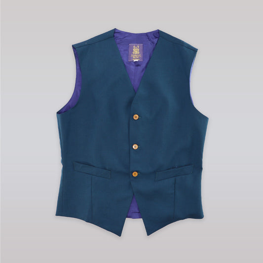 Premium Unruly Blue Boys Navy Fine Wool Formal Waistcoat