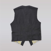 Unruly Blue Boys Black Pin Stripe Cotton Formal Waistcoat Vest