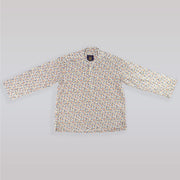 Unruly Blue Boys Orange Leaves Print Cotton Long Sleeve Shirt