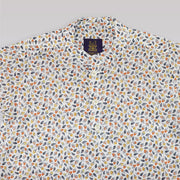 Unruly Blue Boys Orange Leaves Print Cotton Long Sleeve Shirt