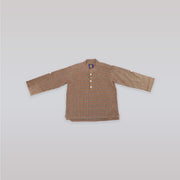 Unruly Blue Classic Brown Check Cotton Long Sleeve Boys Shirt