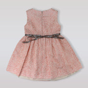 Nanos Baby Elegant Pink Textured Flare Dress for Young Girls