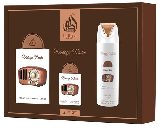 Lattafa Pride Vintage Radio 3-Piece Luxury Fragrance Gift Set