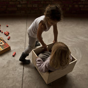 Solid Wood Mobile Toy Storage Crate with Rubber Soundproof Wheels