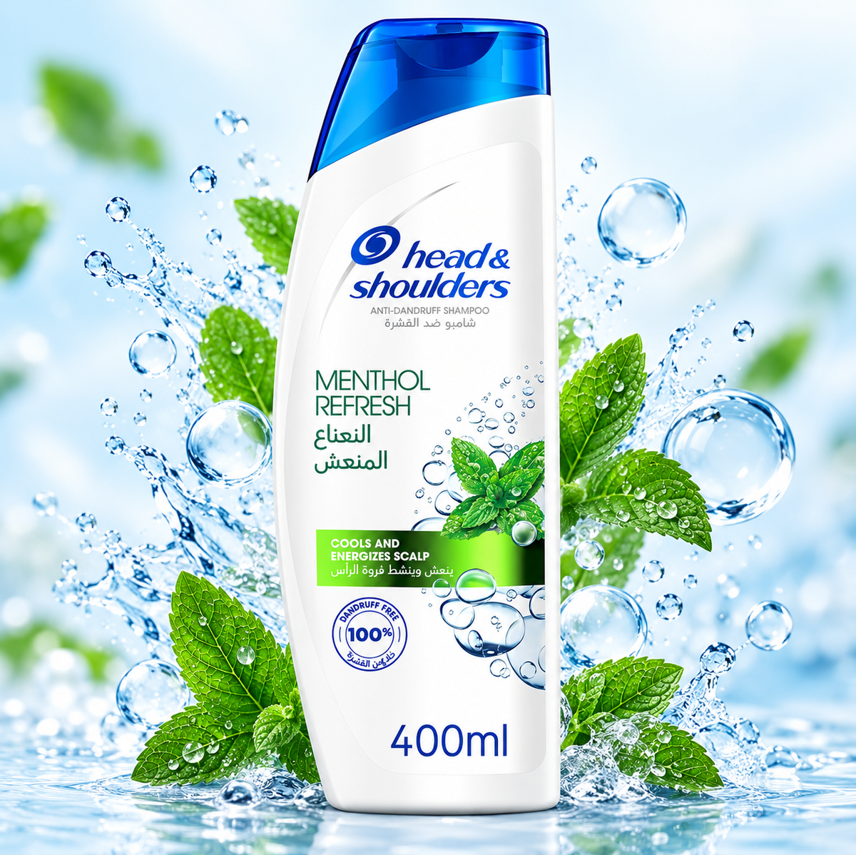 Head & Shoulders Refreshing Menthol Shampoo 400ml x 4pcs  – Cooling Anti-Dandruff Care
