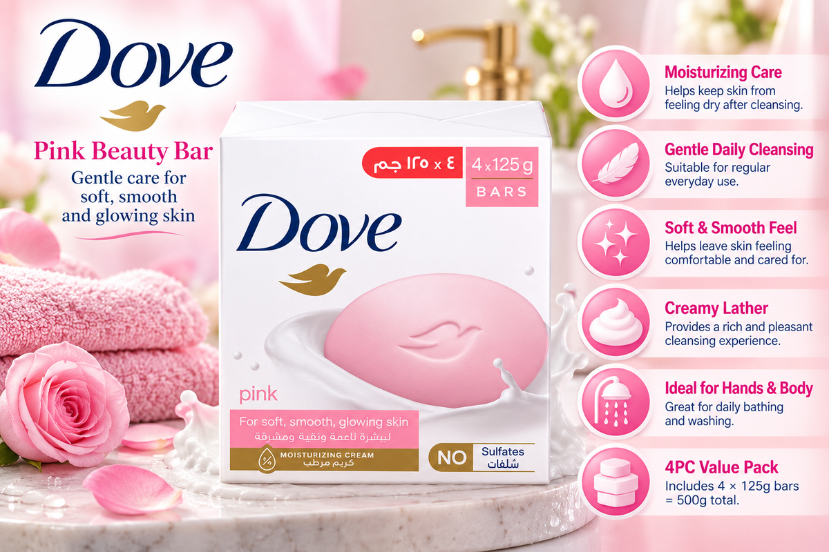 Dove Pink Beauty Bar 75g × 8 – Gentle Cleansing & Soft Skin Care