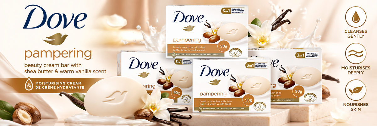 Dove Pampering Beauty Bar 90g – Gentle Cleansing & Nourishing Care 4Pcs