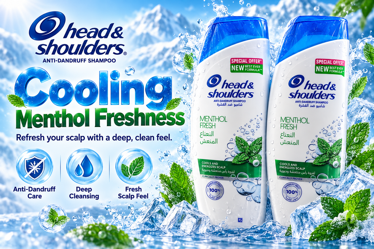Head & Shoulders Refreshing Menthol Shampoo 400ml x 4pcs  – Cooling Anti-Dandruff Care