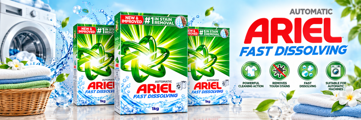 Ariel Original Scent Detergent Powder 1kg x 3pcs – Powerful Deep Cleaning
