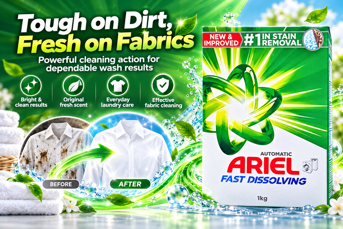 Ariel Original Scent Detergent Powder 1kg x 3pcs – Powerful Deep Cleaning