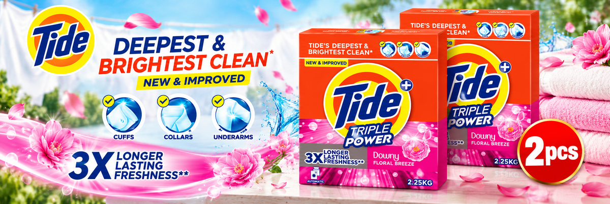 Tide Triple Power Downy Floral Breeze 2.25kg X 2Pcs  – Deep Clean & Freshness