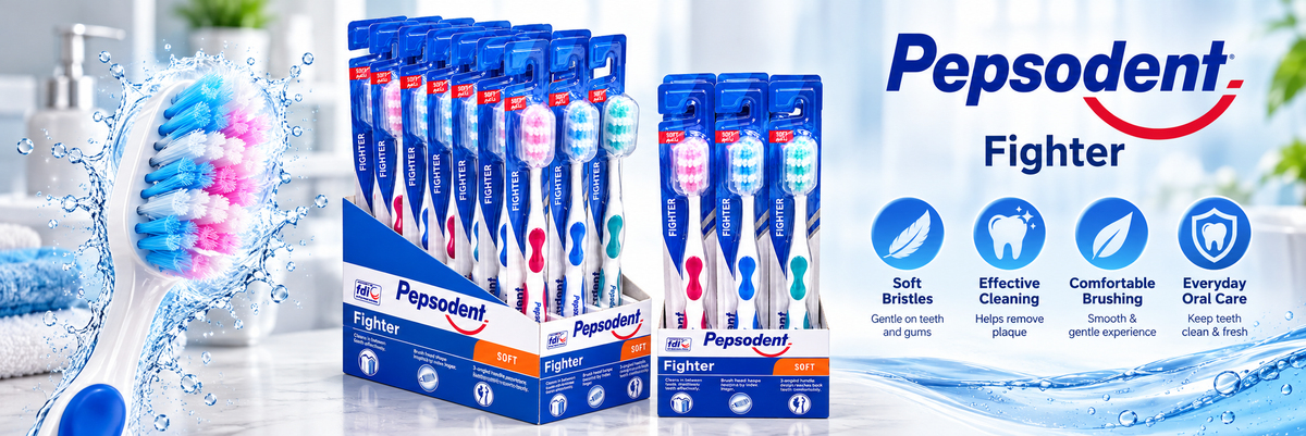 Pepsodent Fighter Soft Toothbrush – Gentle Daily Cleaning x 12pcs