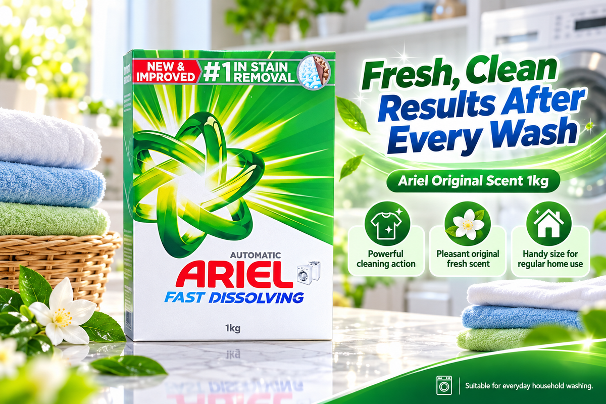 Ariel Original Scent Detergent Powder 1kg x 3pcs – Powerful Deep Cleaning