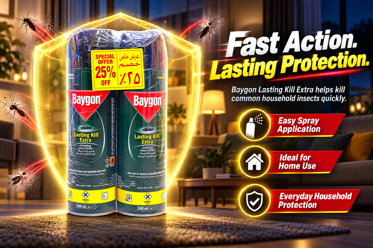 Baygon Lasting Kill Extra 500ml x 2pcs – Powerful Insect Killer Spray
