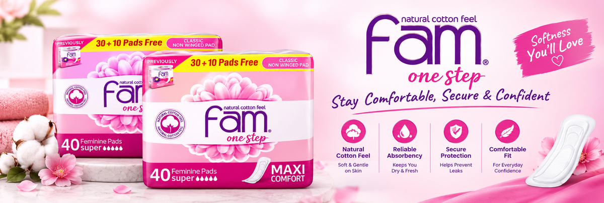 Fam Maxi Pads One Step Pink 40PC x 2pack  – Comfortable Everyday Protection