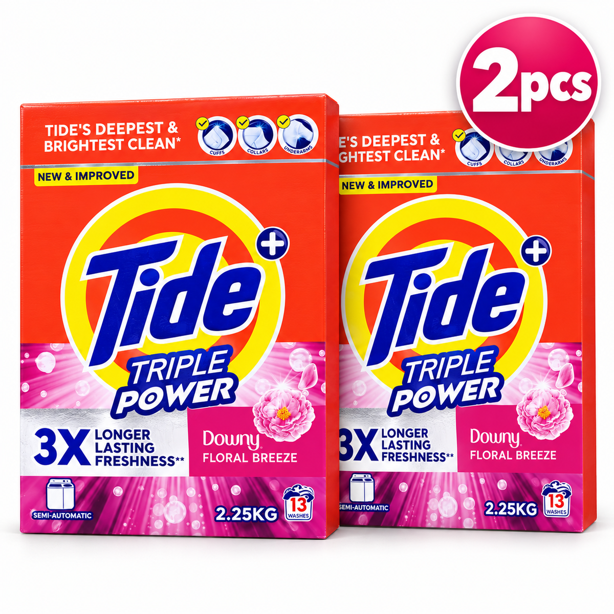 Tide Triple Power Blue 2.25kg – Deep Clean with Floral Breeze Freshness 2pcs