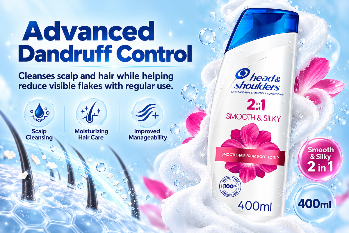 Head & Shoulders Smooth & Silky Shampoo 400ml 4pcs