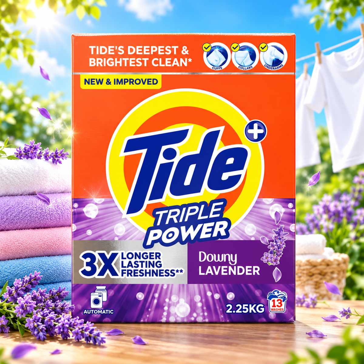 Tide Triple Power Green 2.25kg – Fresh Lavender Laundry Care 2pcs
