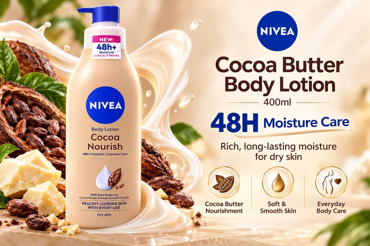 Nivea Cocoa Butter Body Lotion 400ml 2pcs  – 48H Deep Moisture Care
