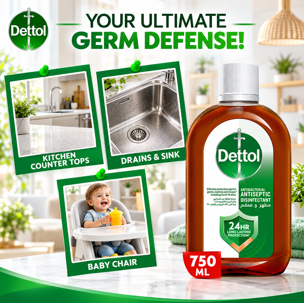 Dettol Antiseptic Liquid 750ml × 2 + 500ml – Value Hygiene Pack Total 3packs