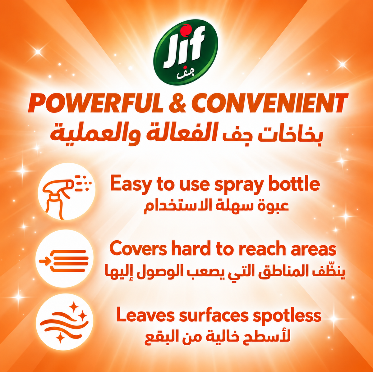 Jif Ultra Fast Cleaner Spray 500ml x 2pcs – Kitchen & Bathroom Cleaning