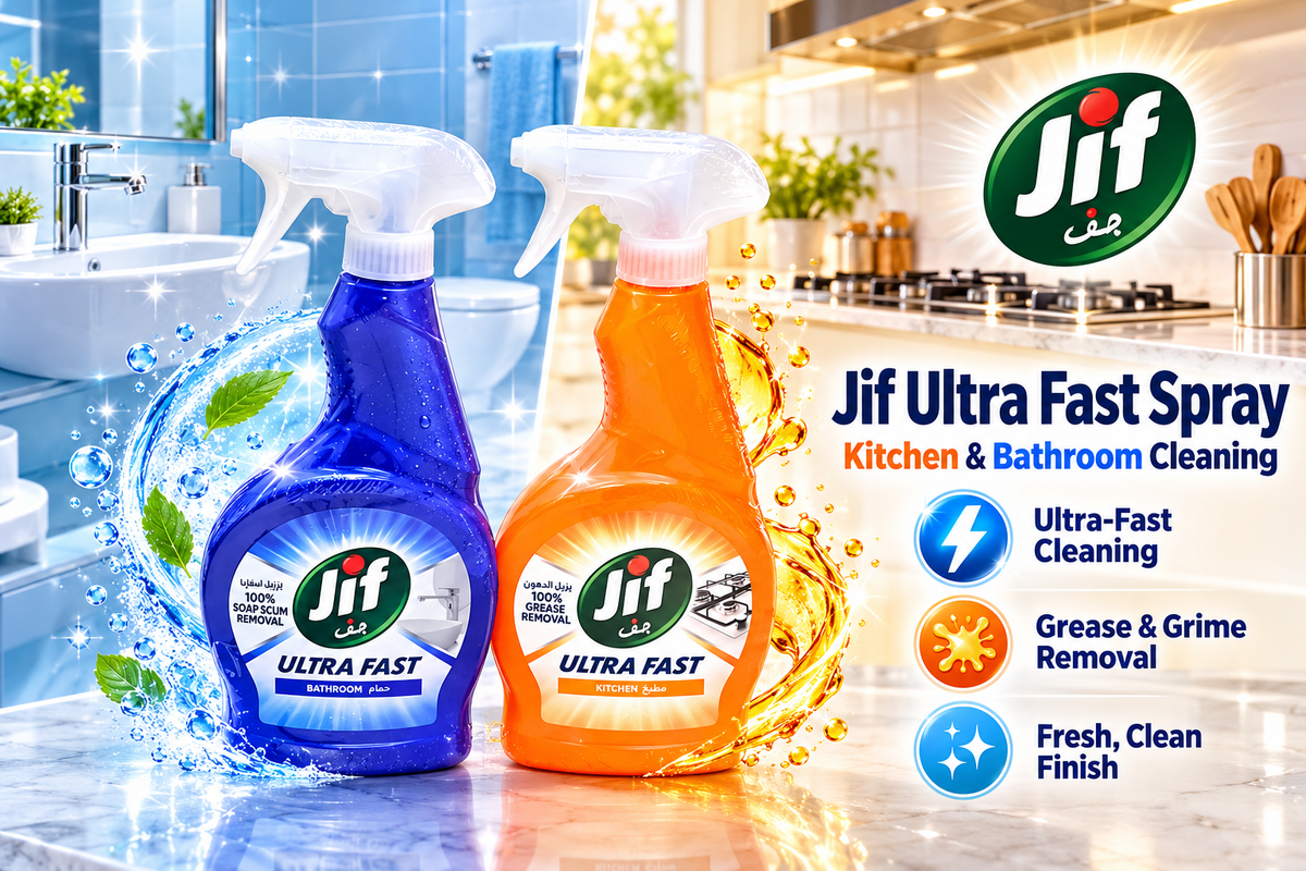 Jif Ultra Fast Cleaner Spray 500ml x 2pcs – Kitchen & Bathroom Cleaning