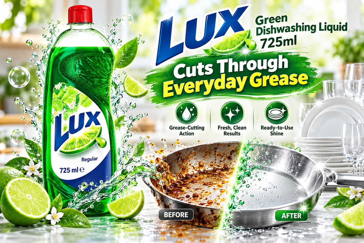 Lux Green Regular Dishwash 750ml x 6pcs – Everyday Kitchen Cleaning