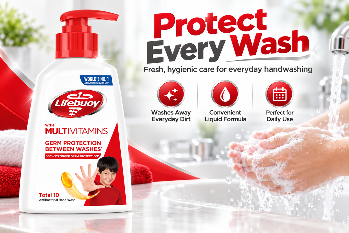 Lifebuoy Total 10 Handwash 180ml – Clean, Fresh & Protected Hands 6pcs