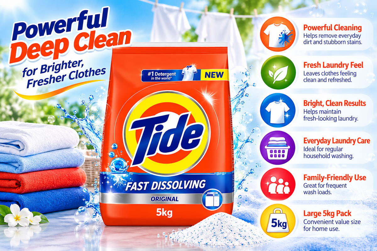 Tide Green Detergent Powder 5kg – Powerful Deep Cleaning & Freshness
