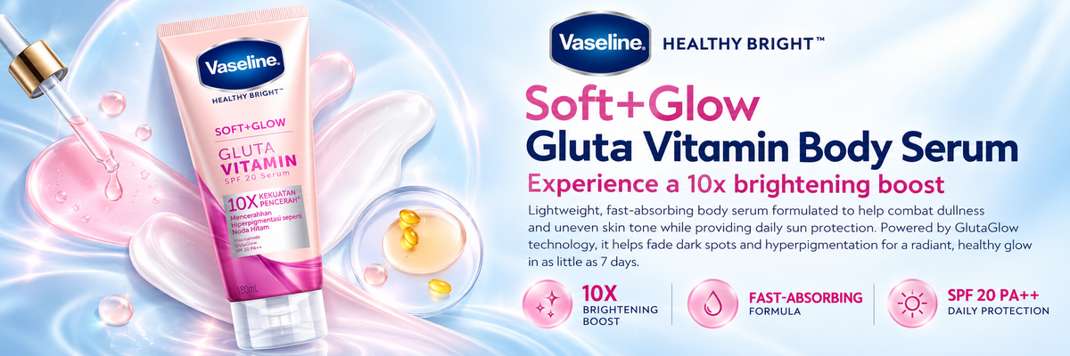 Click to see full view Vaseline Healthy Bright Soft+Glow Gluta Vitamin SPF 20 PA++ Body Serum – 180ml